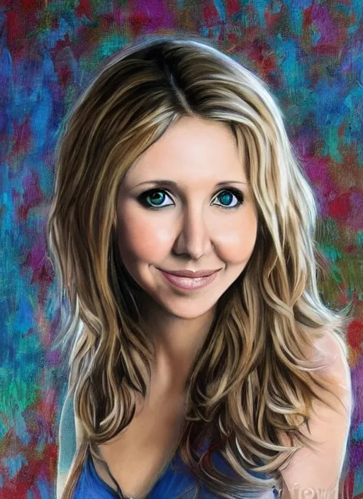 Image similar to beautiful art of Sarah Chalke, by David LaChapell