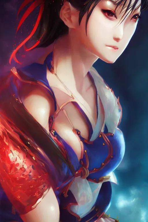 Image similar to A beautiful anime portrait of Chun LI , by Stanley Artgerm Lau, WLOP, Rossdraws, James Jean, Andrei Riabovitchev, Marc Simonetti, and Sakimichan, tranding on artstation