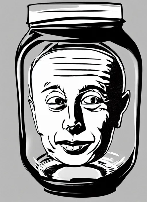 Prompt: homunculus version of elon musk pickled in a jar