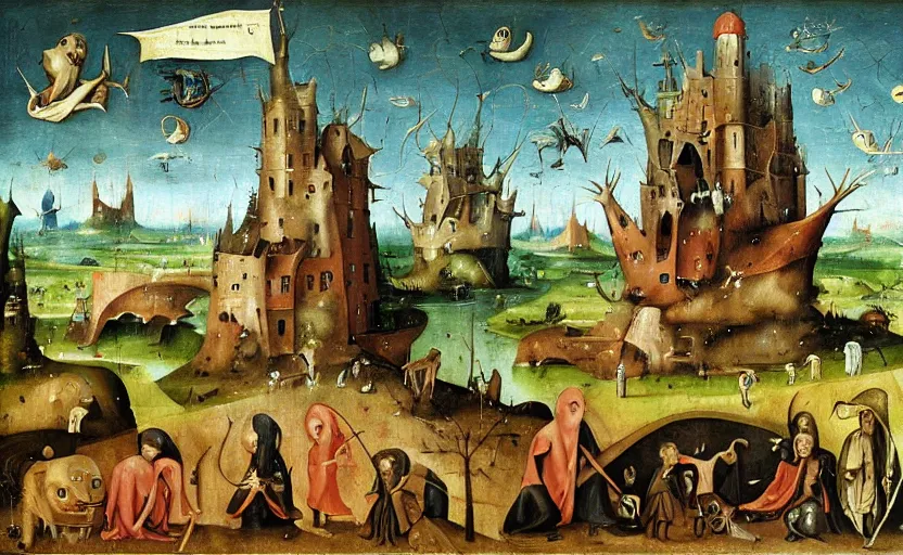 Image similar to among us video game in the style of hieronymous bosch, imposters, sus, amogus