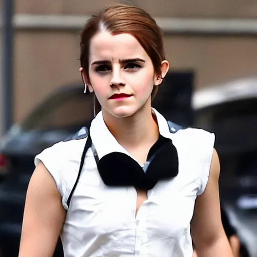 Image similar to emma watson wearing a gaming headset