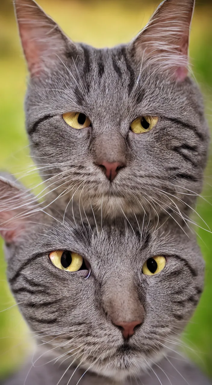 Prompt: cat with a wig, portait, highly detailed, outdoor photography