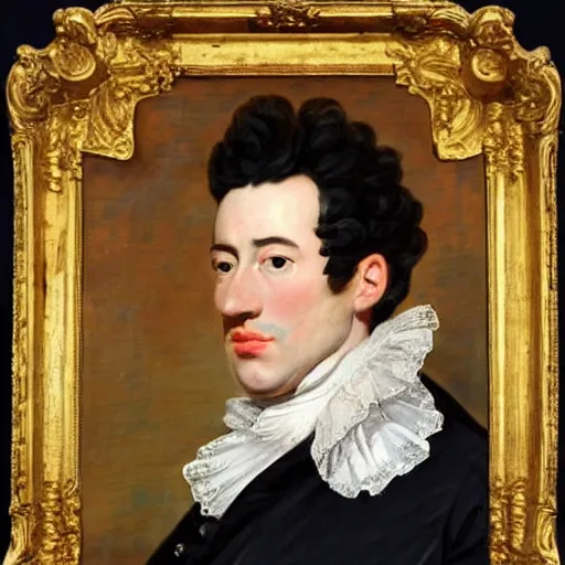 Prompt: 1700s portrait bust Markiplier in robe à la française by john constable enlightenment era, gaudy colors, kaya scodelario