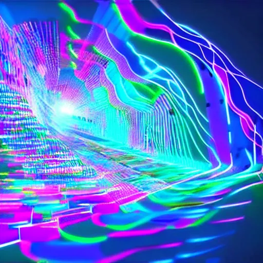 Prompt: An A.I. listens to music and generates a video - contest-winning artwork. Stunning lighting
