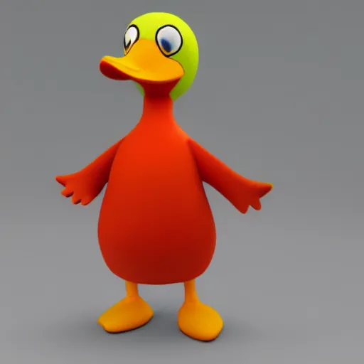 Prompt: 3D render of a duck as a mascot for a platformer game