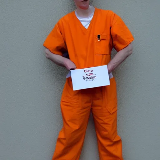 Prompt: bee wearing orange inmate clothes