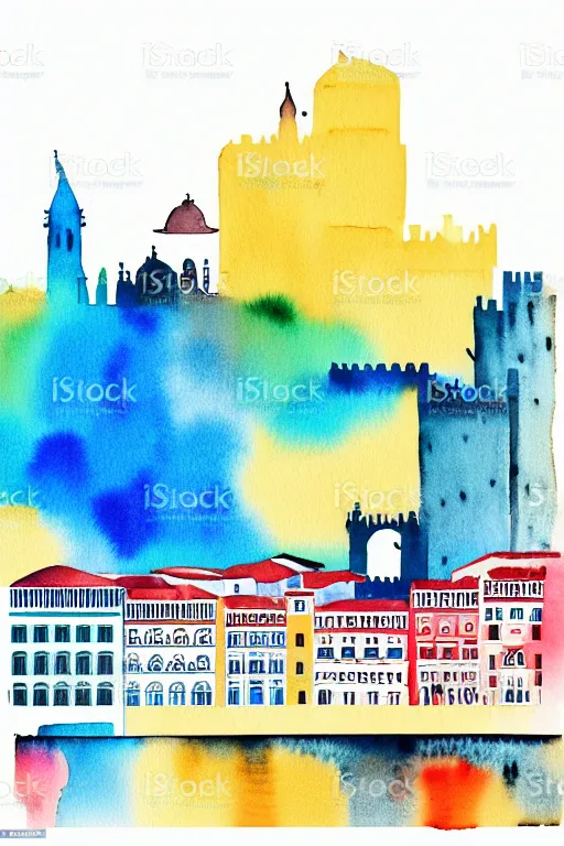 Image similar to minimalist watercolor art of lissabon, illustration, vector art