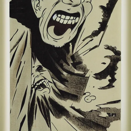 Image similar to mad man screaming, by yoichi hatakenaka, masao saito