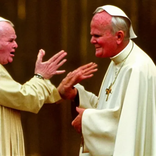 Prompt: john paul ii screaming at child