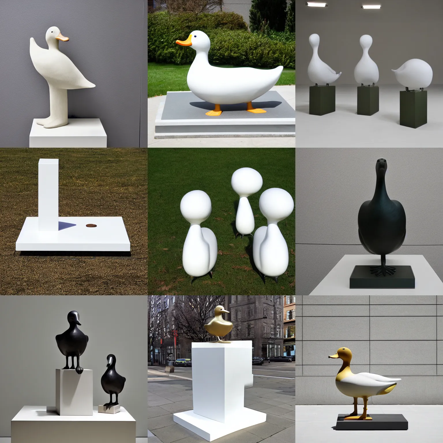 Prompt: duck duck goose statue by dieter rams