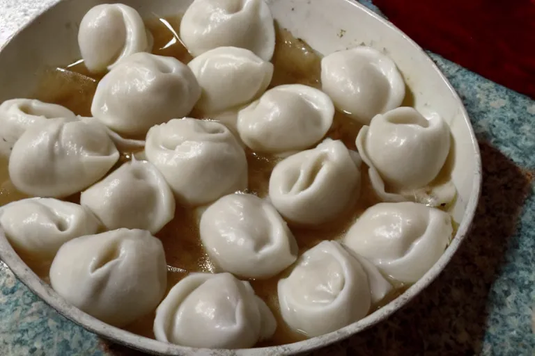 Prompt: a bathtub full of pelmeni