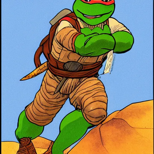 Prompt: ninja turtle in the style of La Farge, John