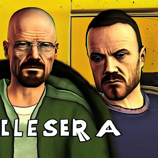 Prompt: Walter White and jesse pinkman gta load screen