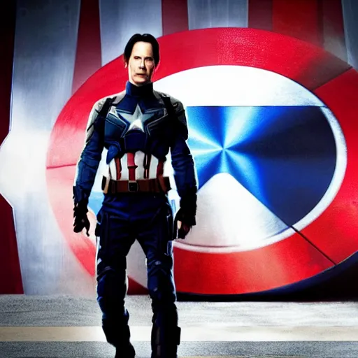 Image similar to Keanu reeves as Captain America 4K quality super realistic