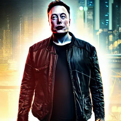 Image similar to elon musk in cyberpunk style digital art very detailed 4 k detailed super realistic