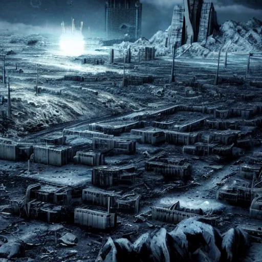 dystopian cold planet earth from space, war | Stable Diffusion