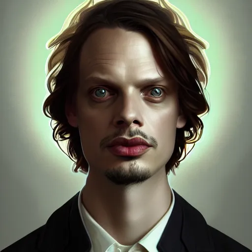 Prompt: symmetry portrait of matthew gray gubler, intricate, elegant, highly detailed, digital painting, artstation, concept art, smooth, sharp focus, illustration, art by artgerm and greg rutkowski and alphonse mucha