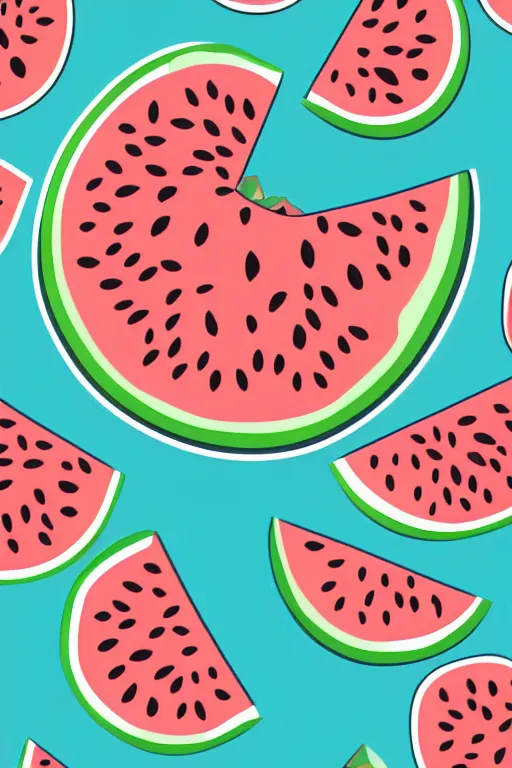 Image similar to Bear eating a watermelon, sticker, colorful, illustration, highly detailed, simple, smooth and clean vector curves, no jagged lines, vector art, smooth