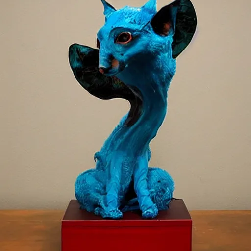 Image similar to a weird conterporary art sculpture from blue furr