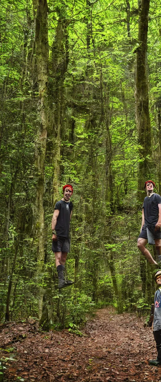 Prompt: and 8 k uhd photo of the mushroom brothers in the woods