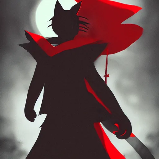 Image similar to little boy with cat ears in an black latex suit with red cape. digital artwork made by lois van baarle and kentaro miura, sharpness focus, anatomically correct, heroic composition