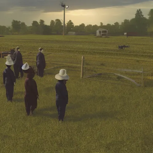 Image similar to amish farming on a space station in the expanse universe, firefly universe.