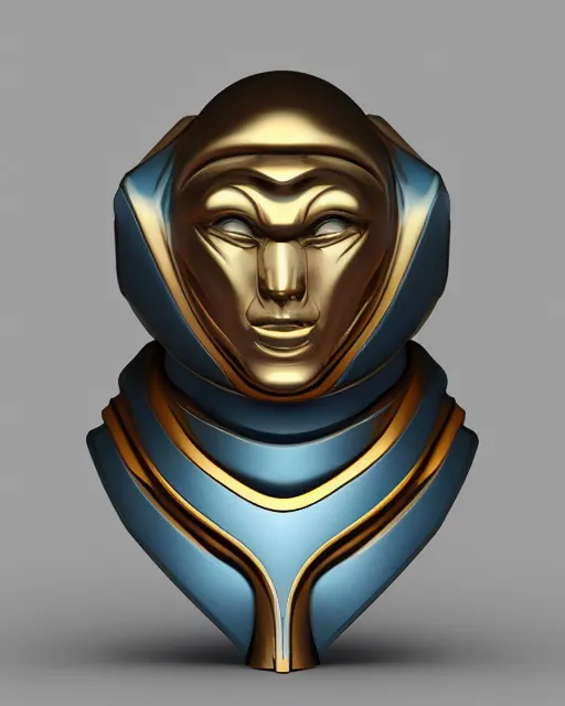 Prompt: a futuristic bust of an alien deity, in the style of art deco