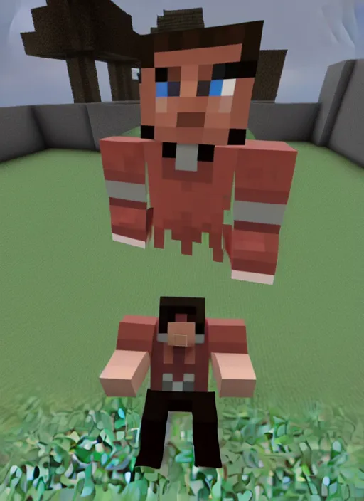 Image similar to andre the giant in minecraft