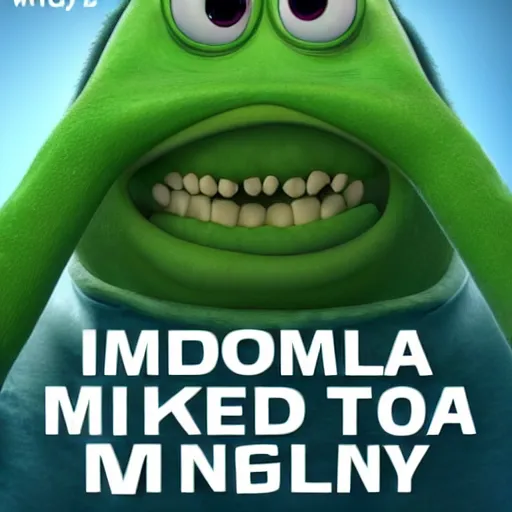 Prompt: inspirational poster of Mike Wazowski with text that says “Googly Tuesday”