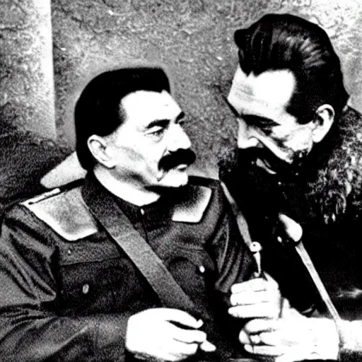 Image similar to Photo of Joseph Stalin friendship with dragon from Game of Thrones ,