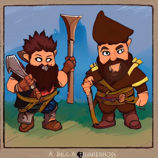 Prompt: a gnome barbarian with a brown beard and a battle axe