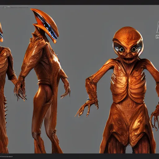 Prompt: concept art for a new star wars alien character wearing robes, detailed portrait, digital art, high quality unreal engine render, octane render, creature art