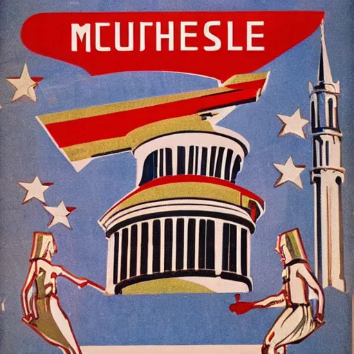 Prompt: munich city soviet era propaganda style