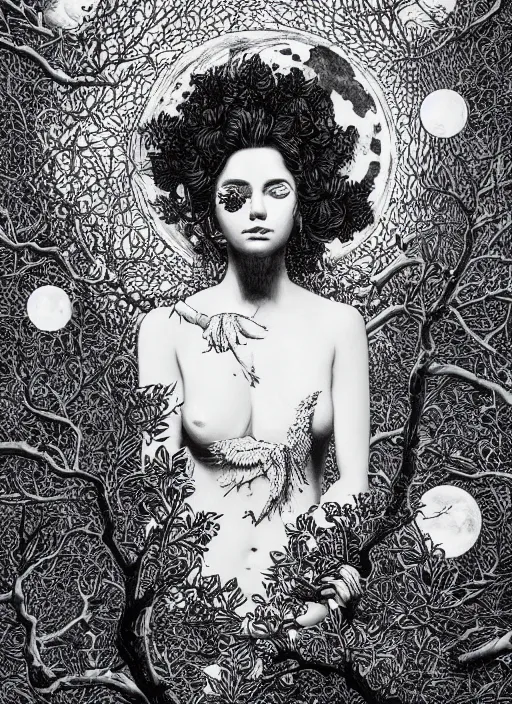 Image similar to Moon goddess painting by Dan Hillier, trending on artstation, artstationHD, artstationHQ, 4k, 8k