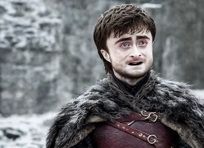 Image similar to daniel radcliffe as gelthinors in game of thrones, live action film, cinematic photo, clear hd image