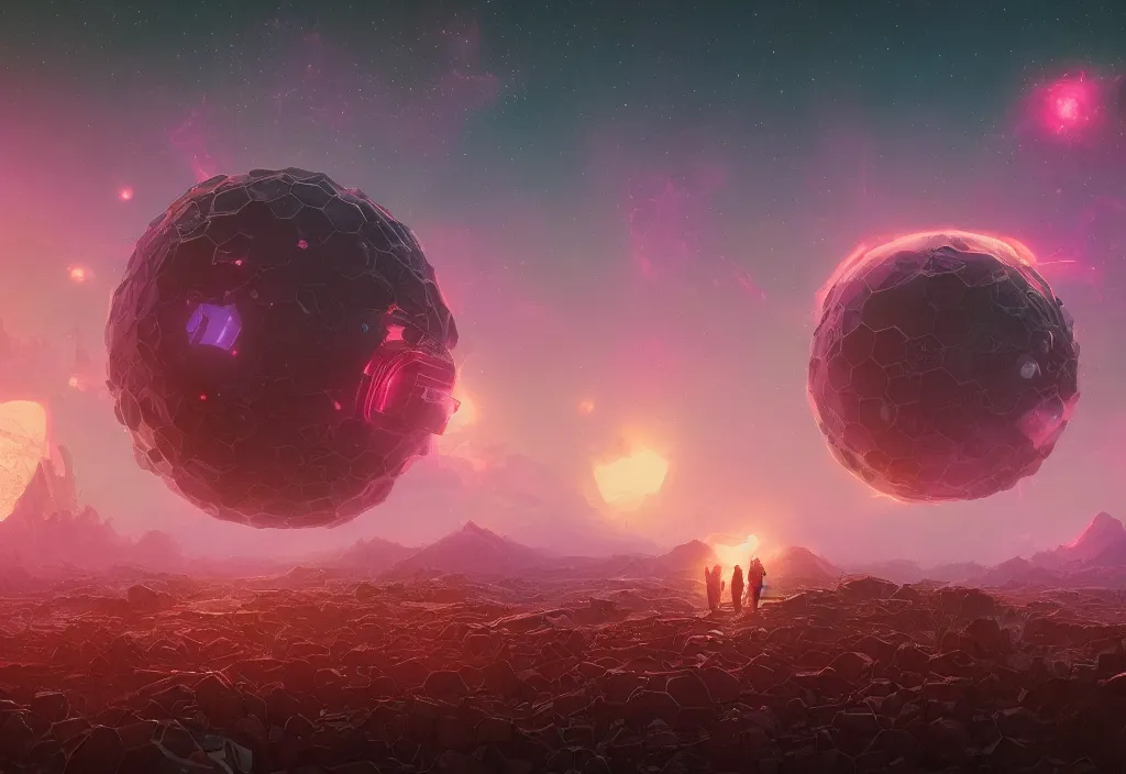 Prompt: dramatic epic stunning beautiful and insanely detailed matte painting of the universe with hexagons, lens flares, atmospheric and vaporwave composition, digital art by Kilian Eng and Simon Stalenhag, masterpiece, fantastic, octane render, 8K HD Resolution, High quality image