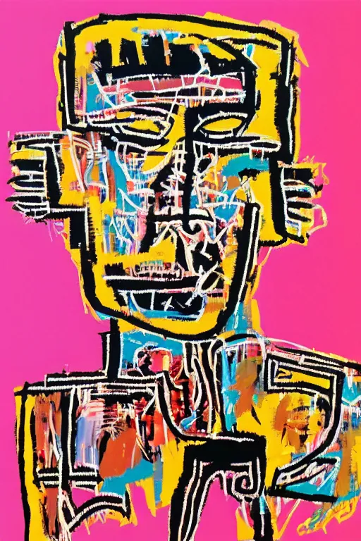 Prompt: cyborg vitalik buterin in the style of jean michel basquiat, andy warhol, and pablo picasso