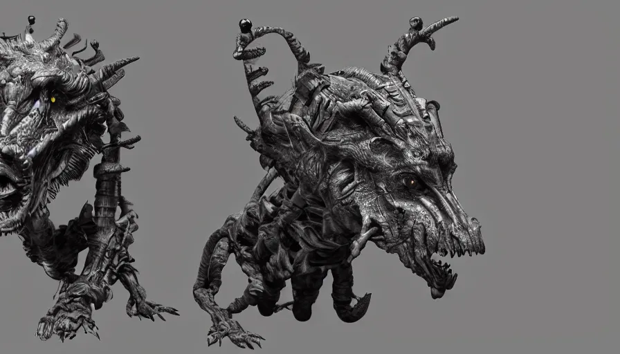 Image similar to a hybrid creature fauna cybernetic zbrush