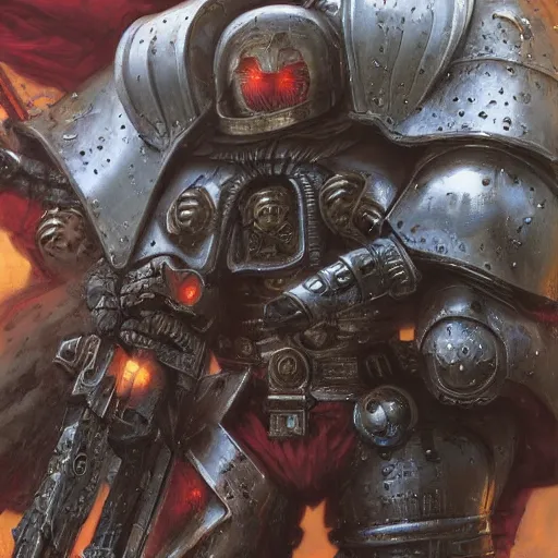 Image similar to Guts from Berserk as a space marine Primarch, warhammer 40k, closeup character portrait art by Donato Giancola, Craig Mullins, digital art, trending on artstation