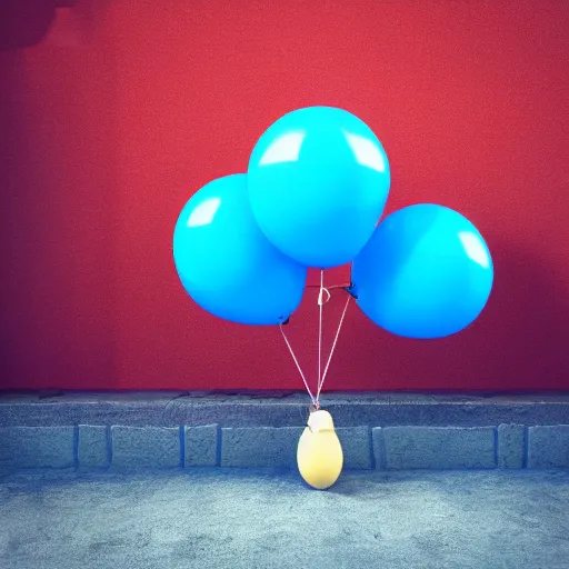 Prompt: 3 d render of a blue balloon dog in a street, octane render