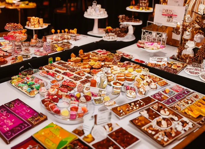 Image similar to a table with a white map full of sweets and bite sized deserts. highly detailed 8 k. intricate. nikon d 8 5 0 3 0 0 mm. award winning photography.