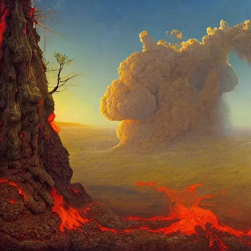 Image similar to paint surrealist 🌋🍄, ferdinand knab, high definition and detailed 4 k