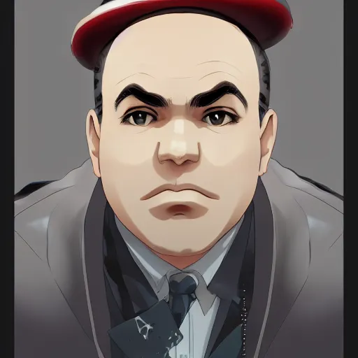 Image similar to portrait of al capone as a space explorer, anime fantasy illustration by tomoyuki yamasaki, kyoto studio, madhouse, ufotable, square enix, cinematic lighting, trending on artstation