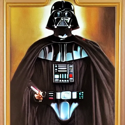 Image similar to portrait of darth vader, by donato giancola, alex ross, howard david johnson, and norman rockwell.