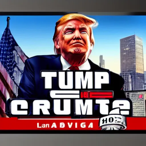 Image similar to donald trump as a GTA style character on a loading screen, 4k, high detail, high-resolution photograph, professional photography, ultra-detail