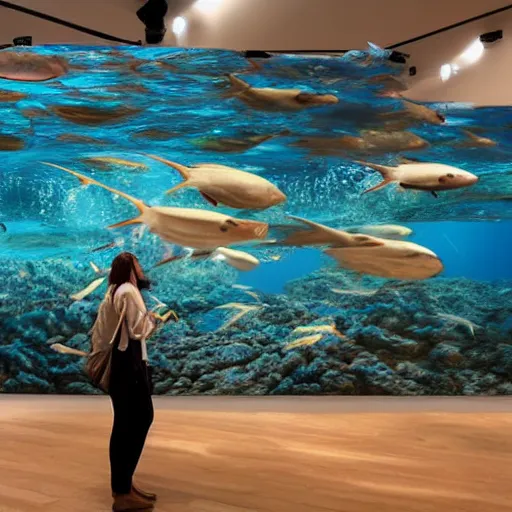 Prompt: intelligent ocean speaks with people, contemporary art, hyper realistic