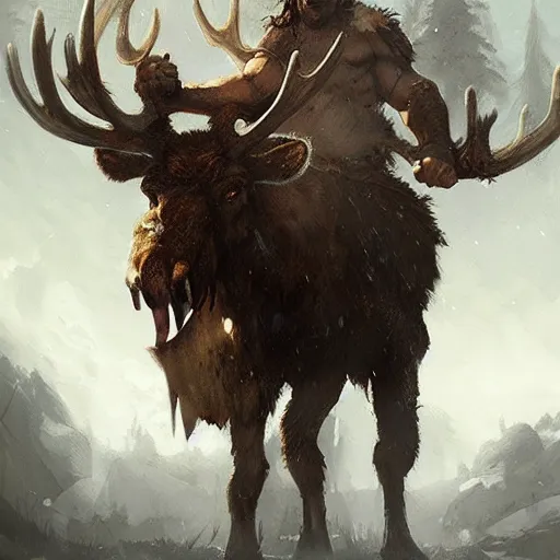 Prompt: barbarian with moose face by greg rutkowski