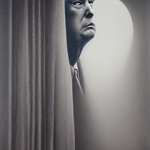 Image similar to Donald Trump. Leery. Zdzisław Beksiński