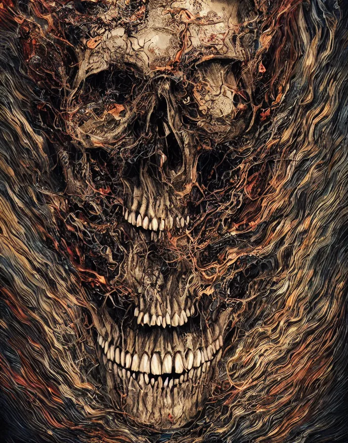 Prompt: portrait of a monster skull. thousands of teeth. burning water distortions. intricate abstract. intricate artwork. by Tooth Wu, wlop, beeple, dan mumford. octane render, trending on artstation, greg rutkowski very coherent symmetrical artwork. cinematic, hyper realism, high detail, octane render, 8k, depth of field, bokeh. iridescent accents