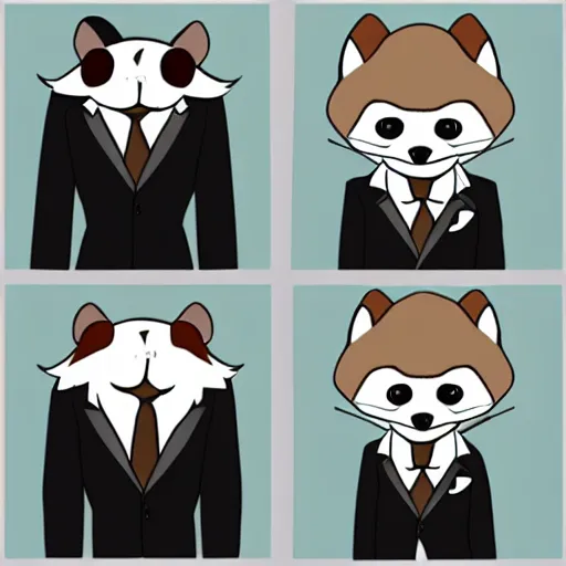 Prompt: furry ferret, anime style, formal suit